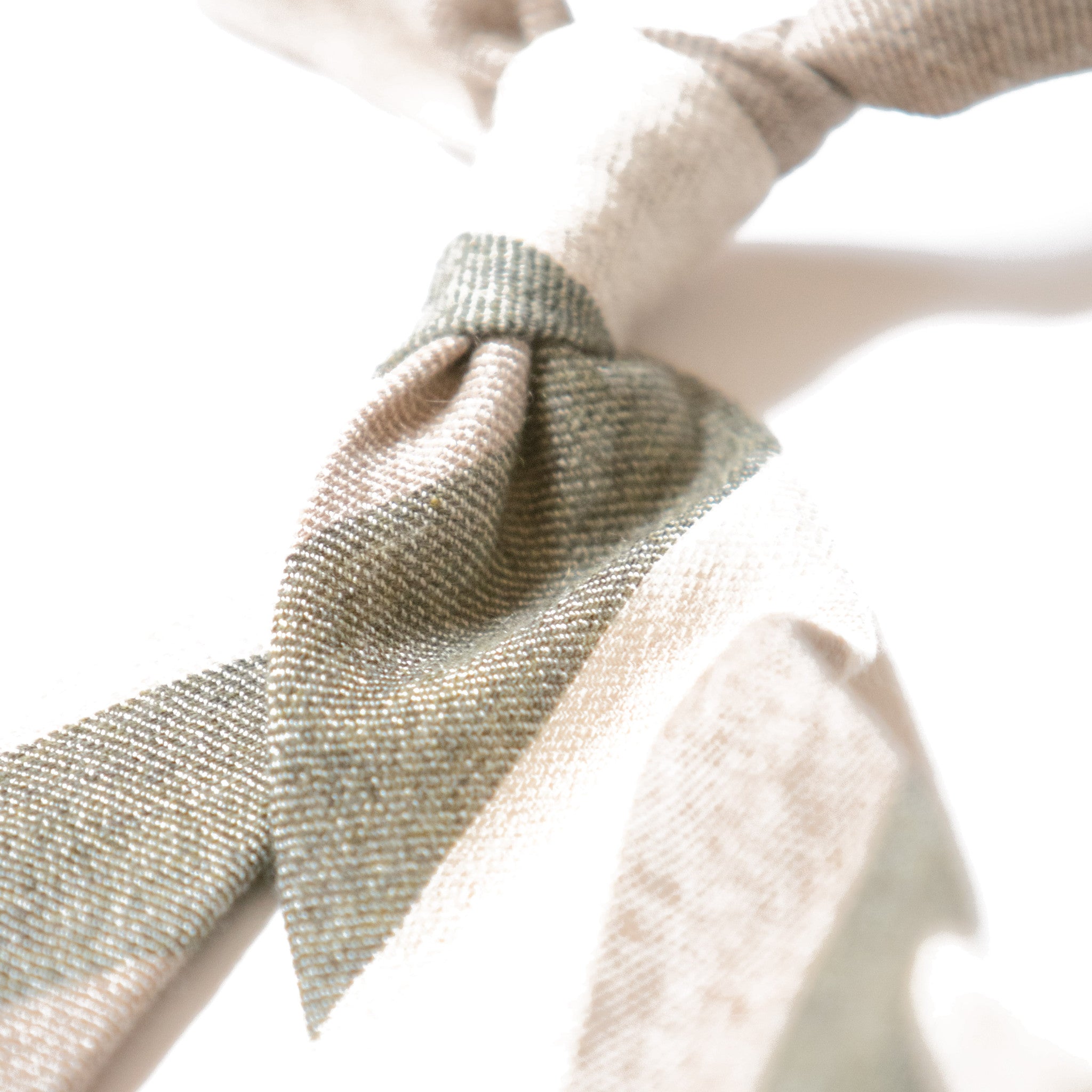 Cashmere Block Stripe Tie - Green, Brown, Cream