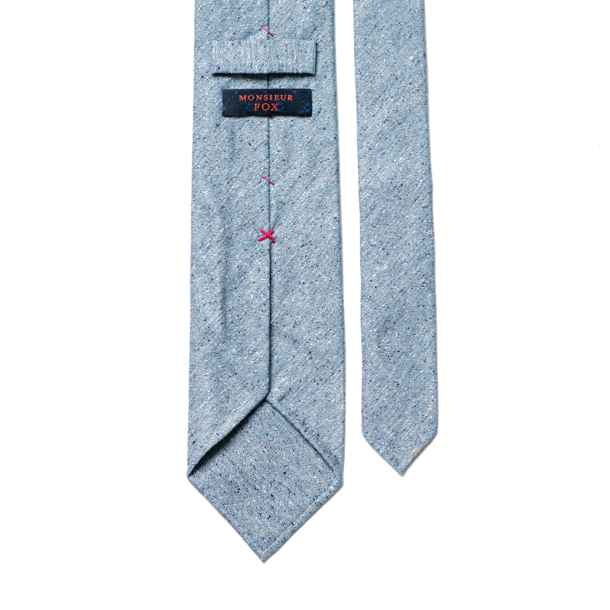 Light Blue Speckled Silk and Cotton Tie