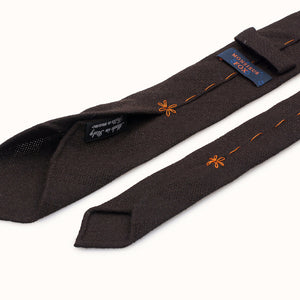 Brown Wool Tie - Subtle Stripe