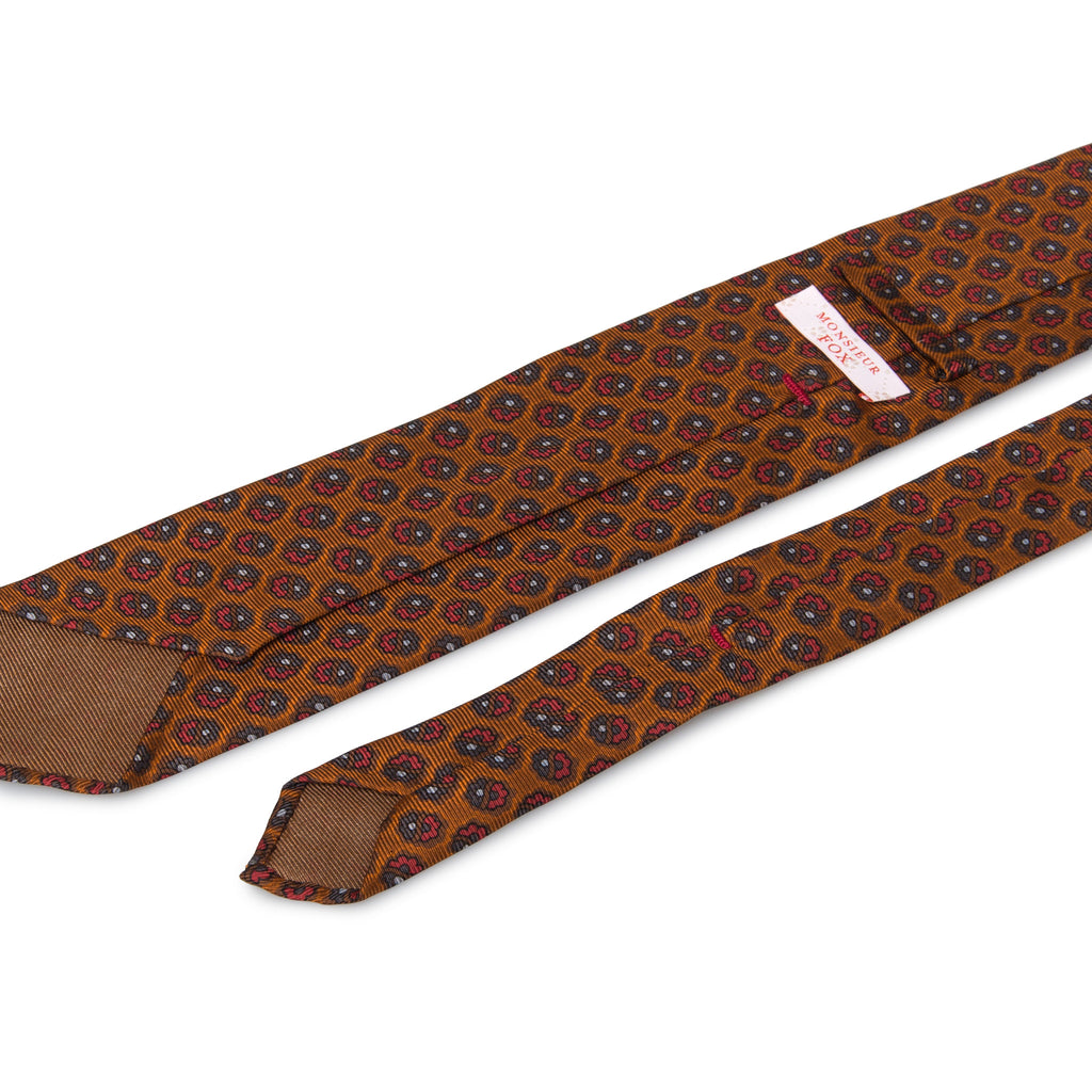 Artisan Silk Tie - Antique Bronze with Florets