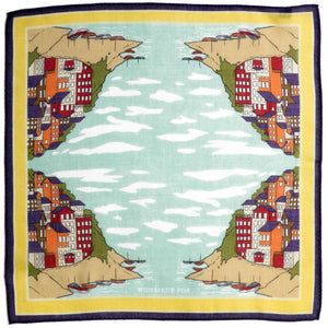 Positano Pocket Square - Sea Blue and Yellow