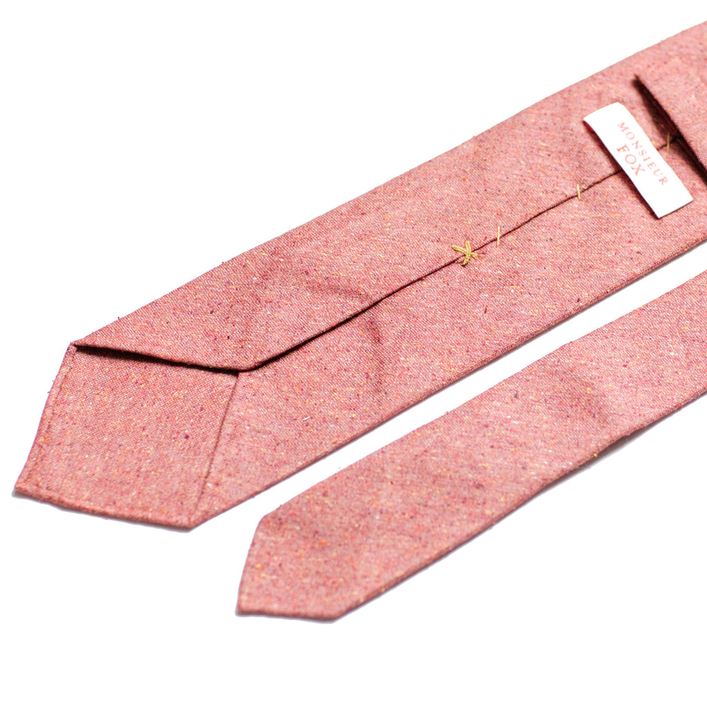 Speckled Brick Red Silk and Cotton Tie