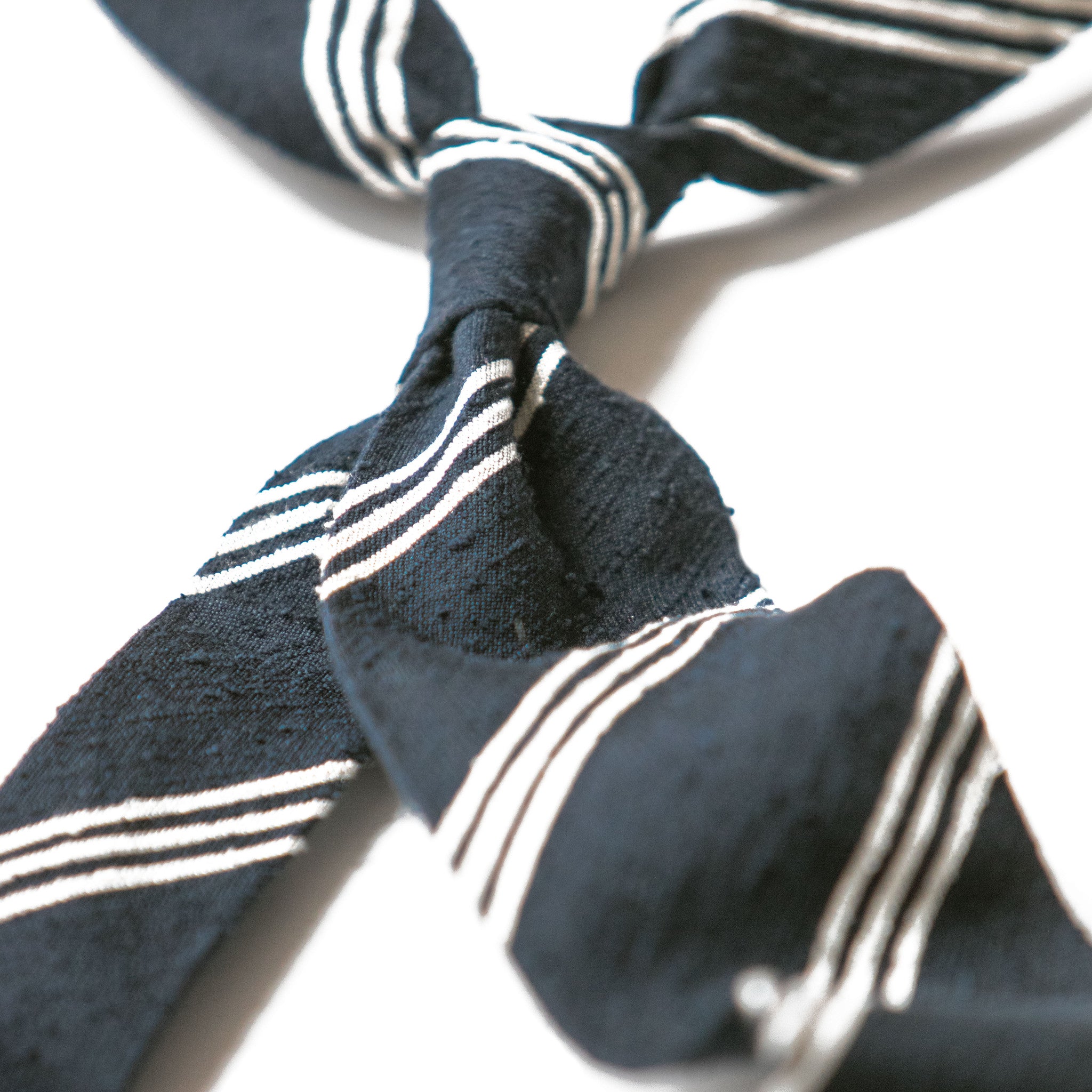 Striped Shantung - Navy and White Stripes