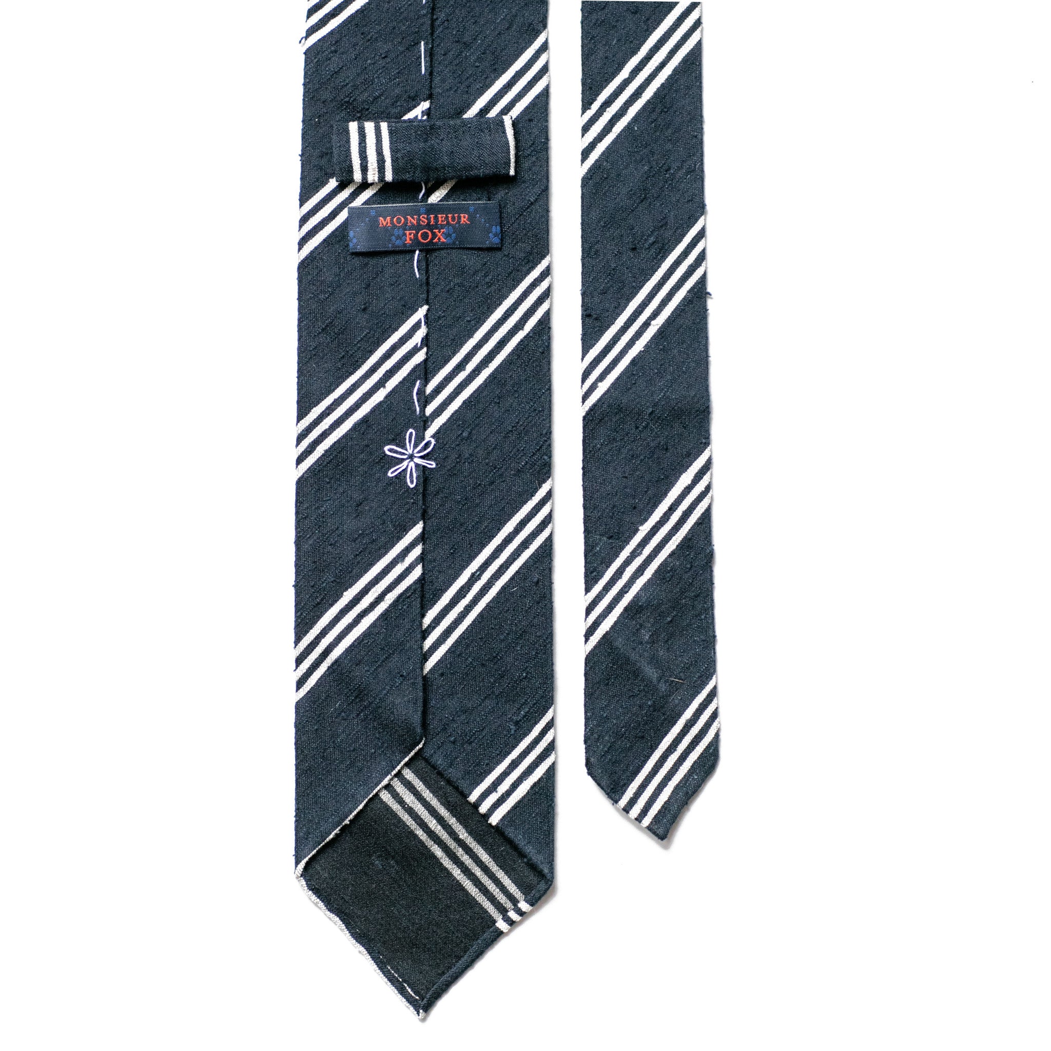 Striped Shantung - Navy and White Stripes