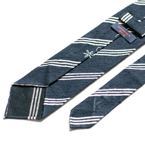 Striped Shantung - Navy and White Stripes