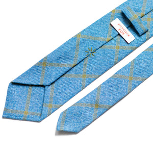 Draper's Windowpane Tie - Blue and Light Grey